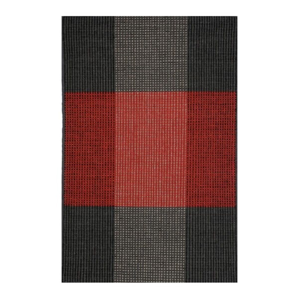 Červeno-sivý ručne tkaný vlnený koberec Linie Design, 250 × 350 cm