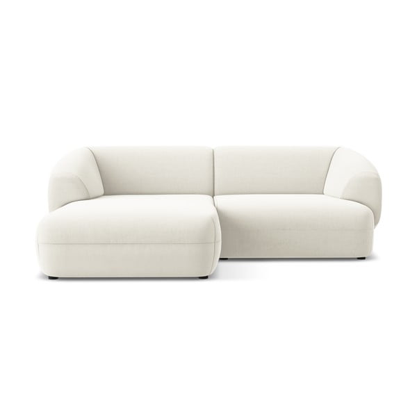 Biela zamatová rohová pohovka (ľavý roh) Moana – Makamii