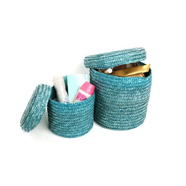 Sada 2 tyrkysových košíkov na drobnosti Premier Housewares Straw-image-1