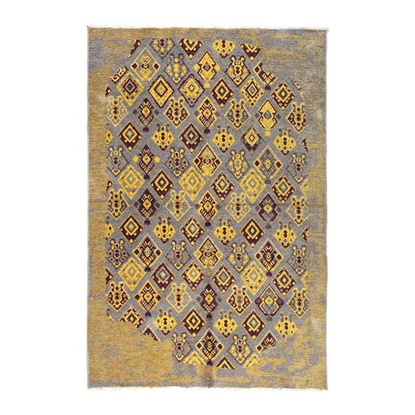 Obojstranný žlto-vínový koberec Vitaus Normani, 77 x 200 cm
