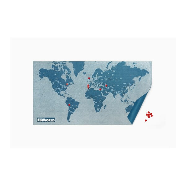 Modrá nástenná mapa Palomar Pin World, 126 × 68 cm-image-1