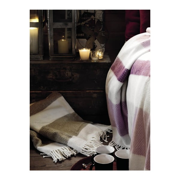 Bielo-hnedý pléd s podielom bavlny Euromant Granite, 140 x 180 cm-image-2