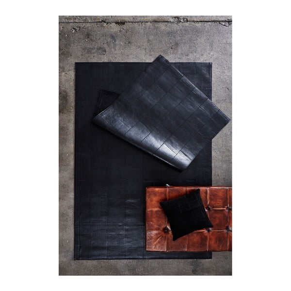 Čierny koberec z pravej kože Fuhrhome Athens, 120 × 180 cm-image-4