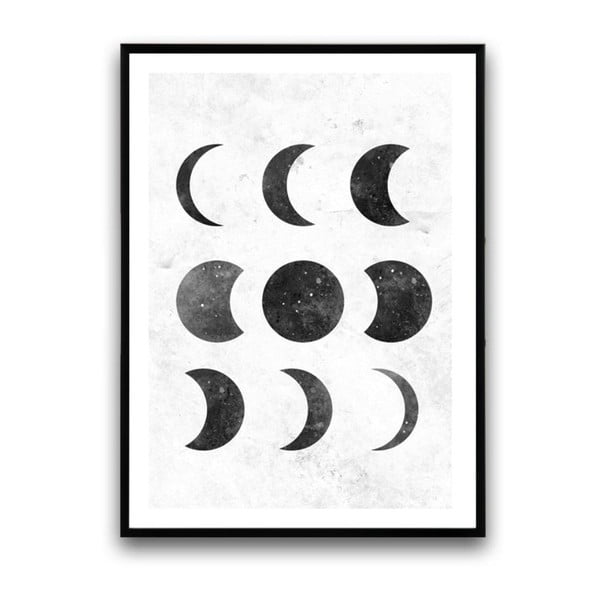 Plagát v drevenom ráme Moon, 38x28 cm