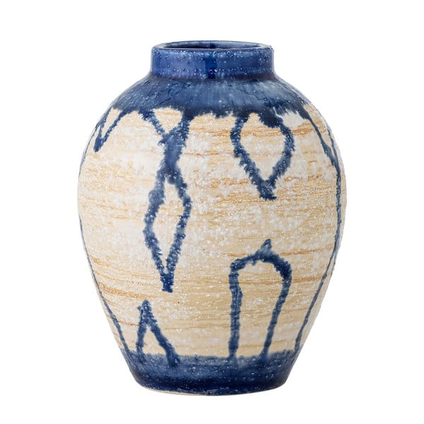 Modrá/krémová váza z kameniny (výška 16 cm) Avon – Bloomingville