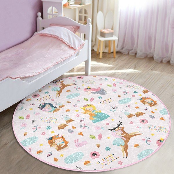 Svetloružový detský koberec ø 80 cm Comfort – Mila Home-image-1