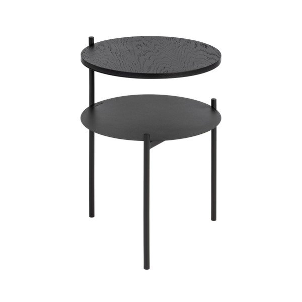 Čierny nočný stolík s doskou v dubovom dekore Tu – noo.ma