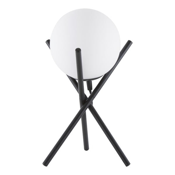 Čierno-biela stolová lampa so skleneným tienidlom Westwing Collection Erik, výška 33 cm