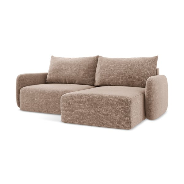 Svetlohnedá rozkladacia/s úložným priestorom rohová pohovka (pravý roh) Kalena – Makamii-image-1