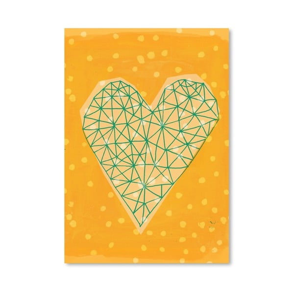 Plagát Geometric Heart in Yellow, 30x42 cm