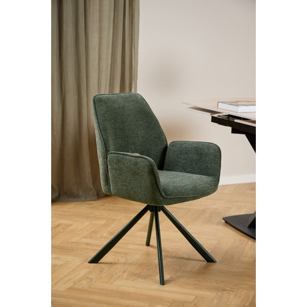 Tmavozelená jedálenská stolička s podrúčkami Graham – Actona-image-1