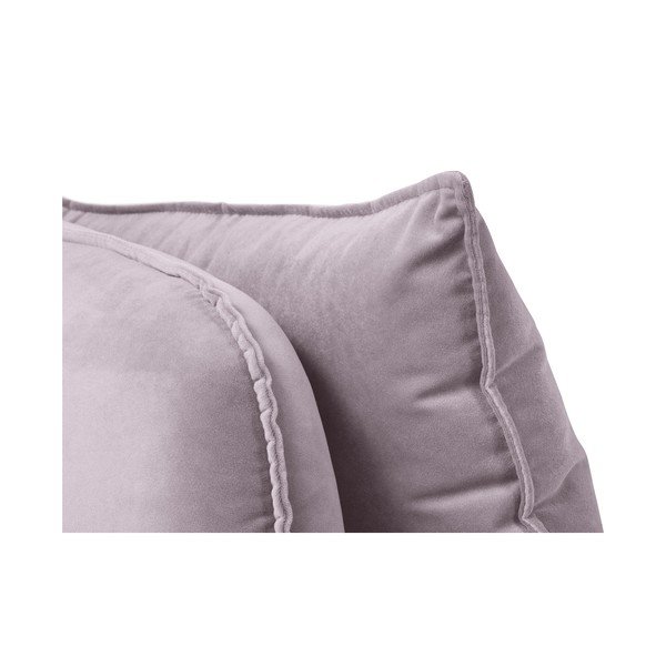 Svetloružová zamatová leňoška s čiernymi nohami Kooko Home Lento, ľavý roh-image-3