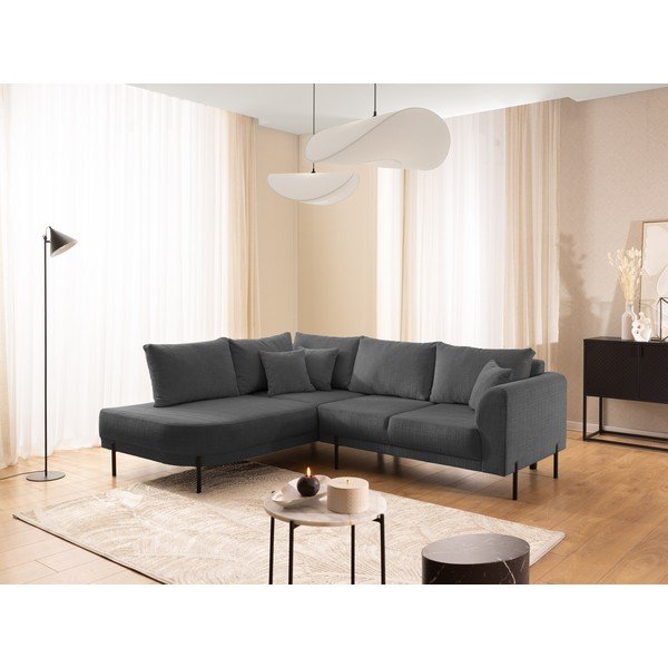 Tmavosivá ženilková rohová pohovka (ľavý roh/do L) Mauris  – Ropez-image-1