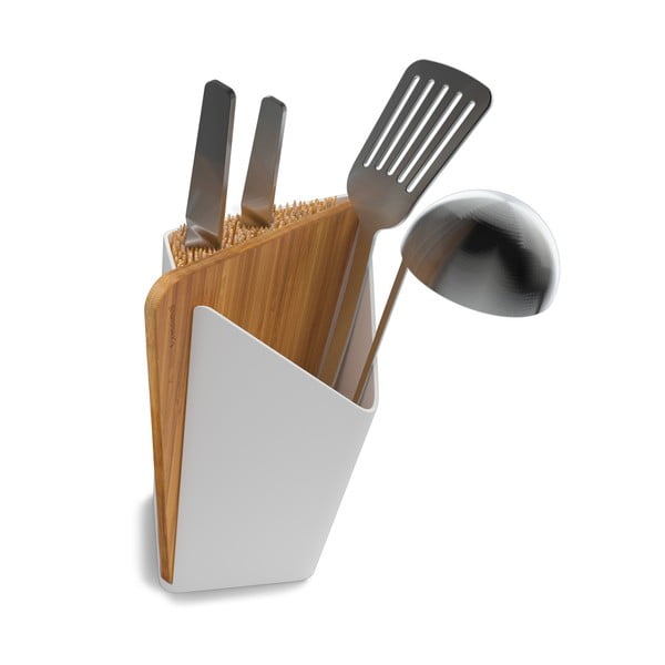 Stojan na nože a kuchynské nástroje s doskou na krájanie Utensil/Knife Holder + Board, biely