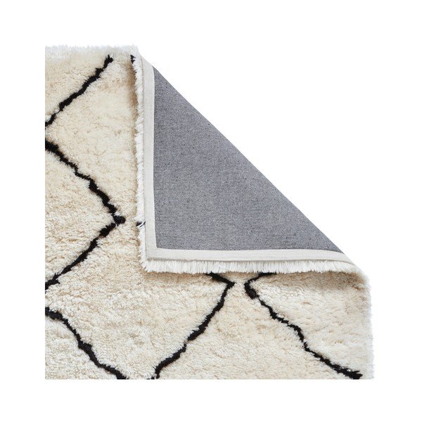 Béžovo-čierny ručne tuftovaný koberec Think Rugs Morocco Lento Ivory & Black, 150 × 230 cm-image-1