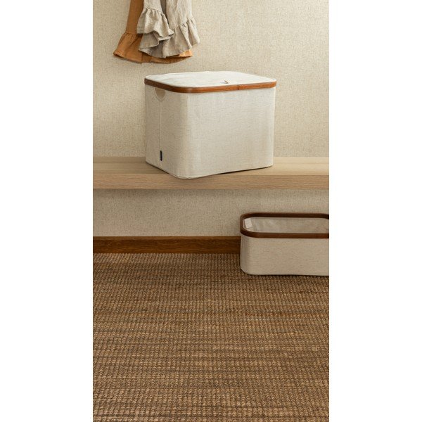 Krémový látkový úložný box s vekom 40,5x33x30 cm Bamboo/Linen – Bigso-image-1