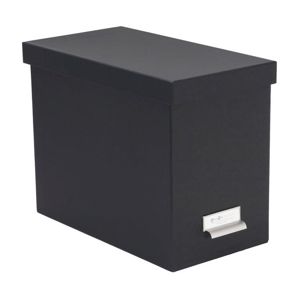 Tmavosivý úložný box s menovkou Bigso, 35 × 27 cm