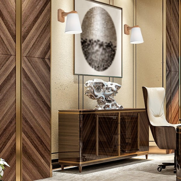 Bielo-hnedé nástenné svietidlo ø 16 cm Andreas – LAMKUR-image-3