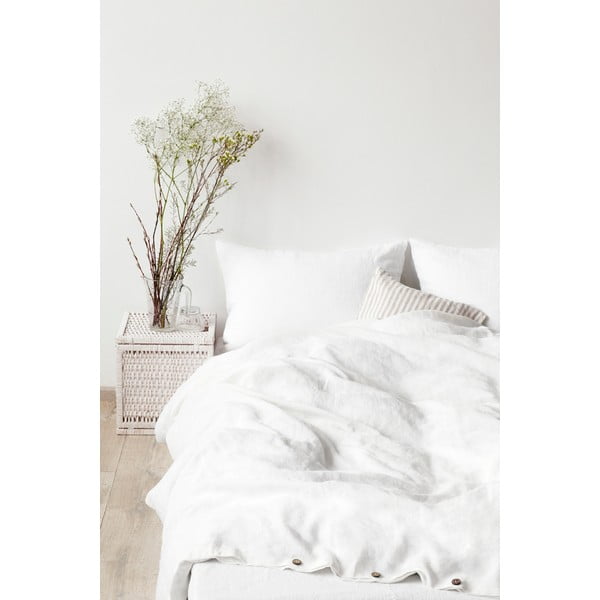 Biela ľanová obliečka na vankúš Linen Tales, 70 x 90 cm-image-1