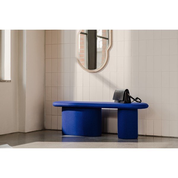 Modrá vlnená polstrovaná lavica Rull – noo.ma-image-4