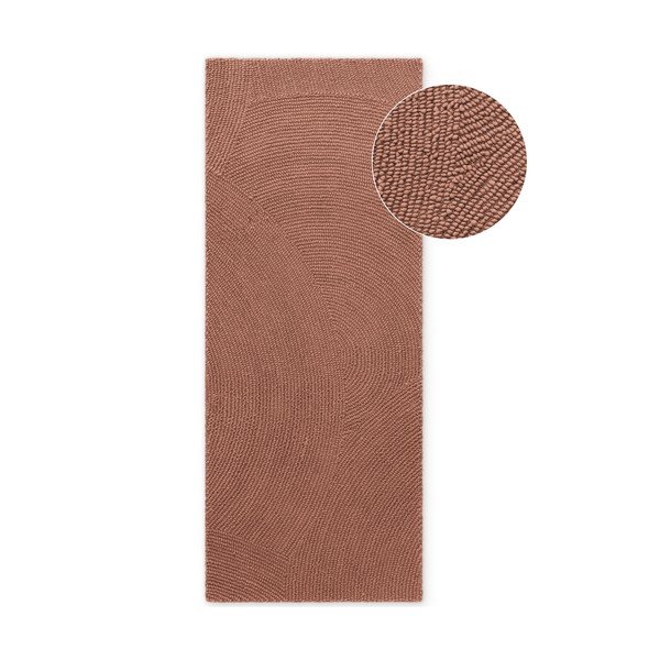 Ručne tkaný vlnený behúň v terakotovej farbe 80x200 cm Calmio – Hanse Home