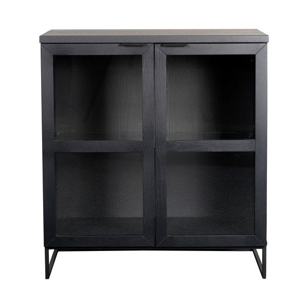 Čierna vitrína z dubového dreva 95x105 cm Everett - Rowico