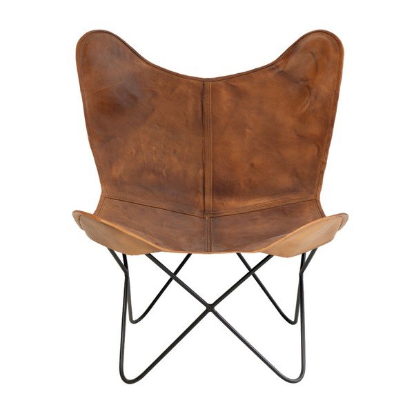 Hnedé kožené butterfly kreslo sømcasa Farfalla-image-2