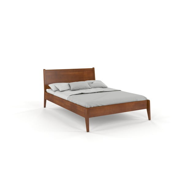 Hnedá/v prírodnej farbe dvojlôžková posteľ z bukového dreva 140x200 cm Visby Radom – Skandica