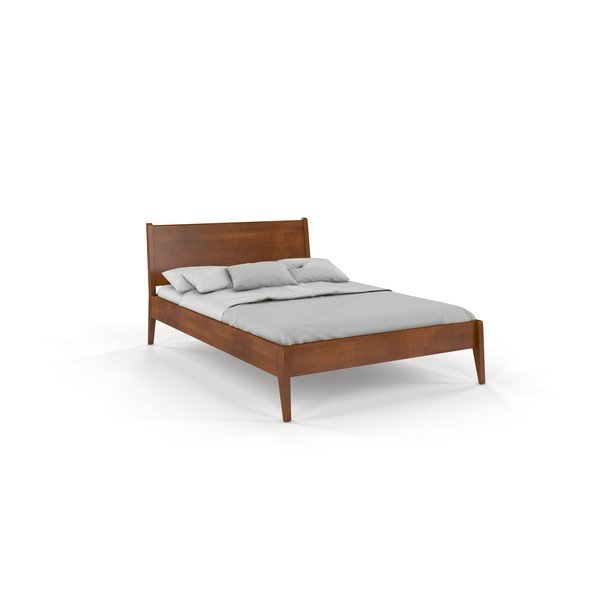 Hnedá/v prírodnej farbe dvojlôžková posteľ z bukového dreva 140x200 cm Visby Radom – Skandica