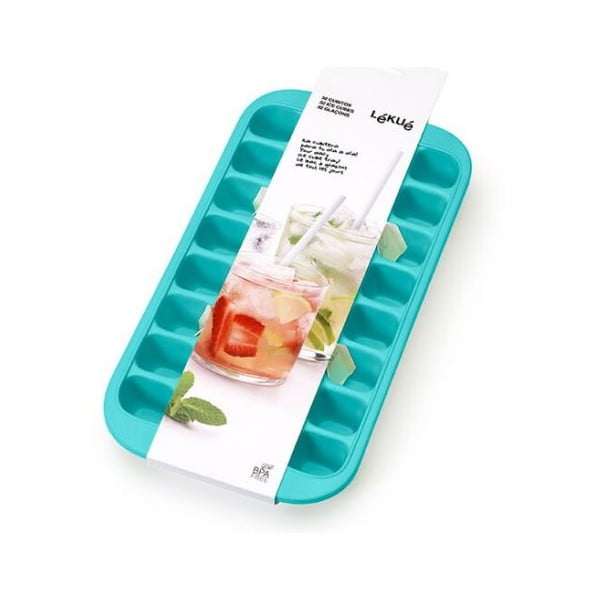 Tyrkysovomodrá silikónová forma na ľad Lékué Industrial, 32 kociek-image-1