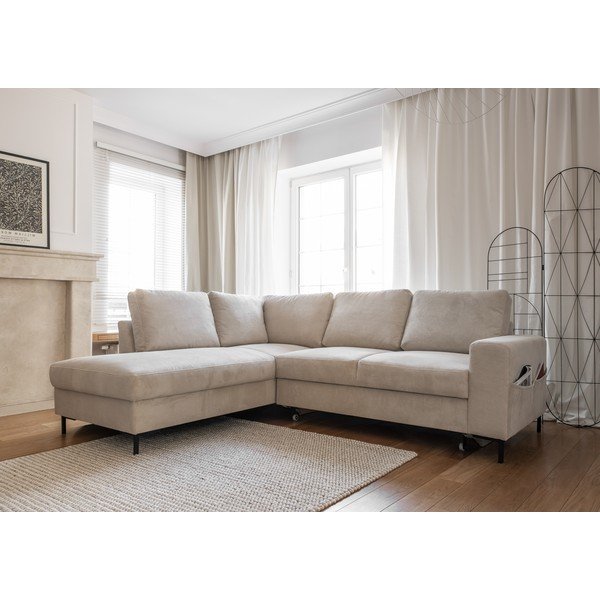 Béžová menčestrová rozkladacia rohová pohovka (ľavý roh) Lofty Lilly – Miuform-image-3