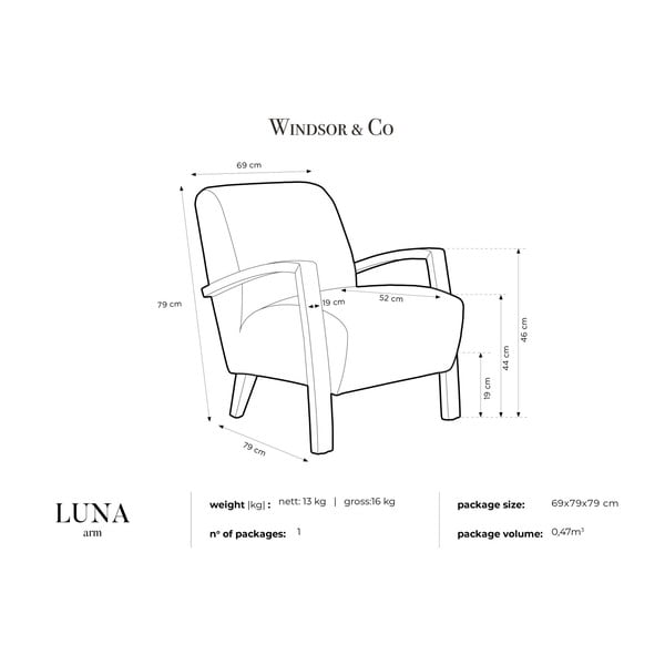 Svetlomodré kreslo so svetlými nohami Windsor & Co Sofas Luna-image-3