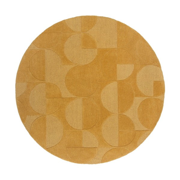 Žltý vlnený okrúhly koberec ø 160 cm Gigi - Flair Rugs