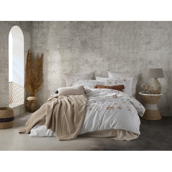 Biele obliečky na dvojlôžko/predĺžené z bavlneného saténu 240x220 cm Ivory Garden Floral – Mila Home Luxury-image-1