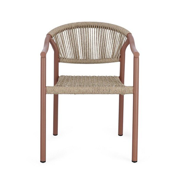 Červená/v prírodnej farbe kovová záhradná stolička Canarias – Bizzotto-image-2