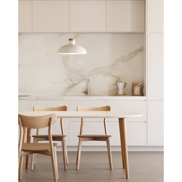 Biely okrúhly rozkladací jedálenský stôl s bielou doskou ø 90 cm Oqui – Kave Home-image-2