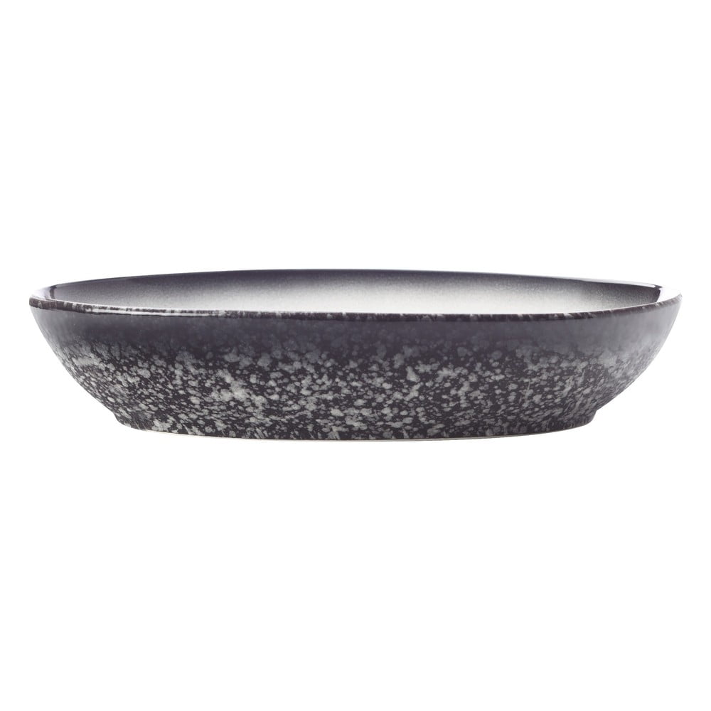 Bielo-čierna keramická oválna miska Maxwell & Williams Caviar, dĺžka 30 cm