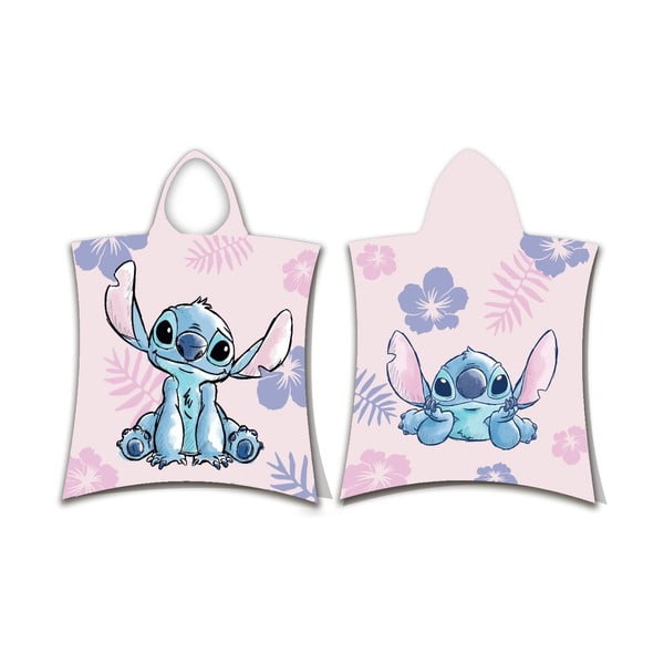 Svetloružové bavlnené detské pončo Lilo and Stitch – Jerry Fabrics