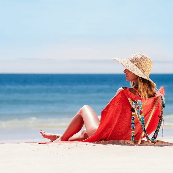 Skladacie plážové lehátko a osuška v jednom Sun Seat Tomato-image-1