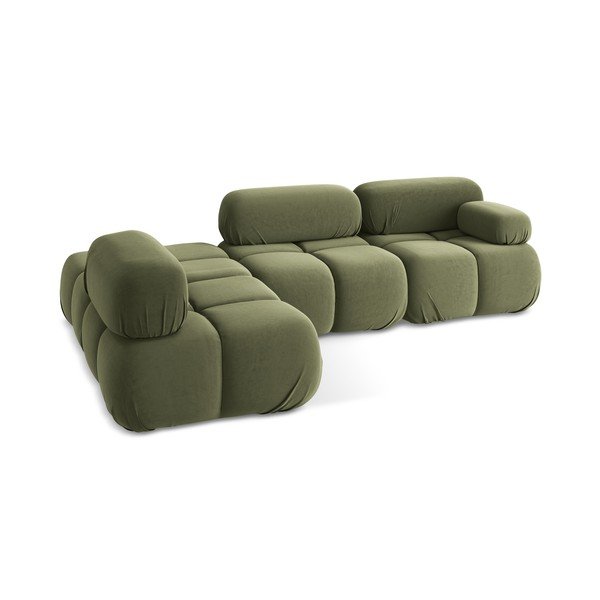 Svetlozelená zamatová modulárna rohová pohovka (ľavý roh) Lokua – Makamii-image-4