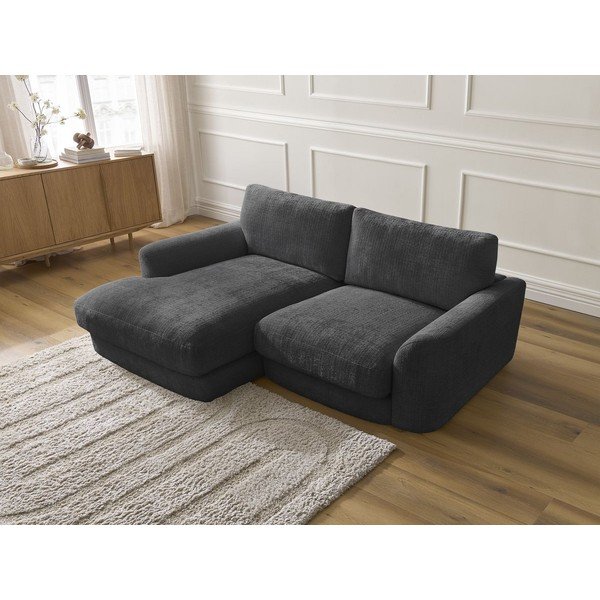 Čierna ženilková rohová pohovka (ľavý roh/s leňoškou) Leonore – Bobochic Paris-image-4