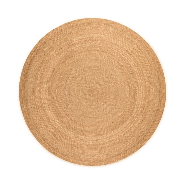 Obojstranný jutový okrúhly koberec v prírodnej farbe ø 200 cm Braided Gold – Hanse Home