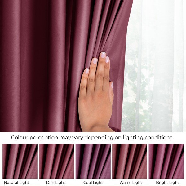 Vínovočervený/ružový zamatový dimout záves 140x270 cm Eyelets – Restilo-image-4
