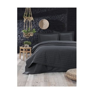 Antracitový ľahký prešívaný pléd Mijolnir Monart, 220 × 240 cm