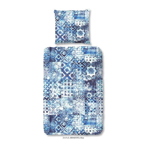 Obliečky na jednolôžko z bavlneného saténu Pendoro Azul, 140 × 200 cm