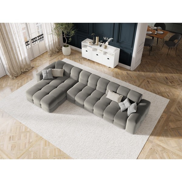 Sivá zamatová rohová pohovka (ľavý roh) Kendal - Micadoni Home-image-1