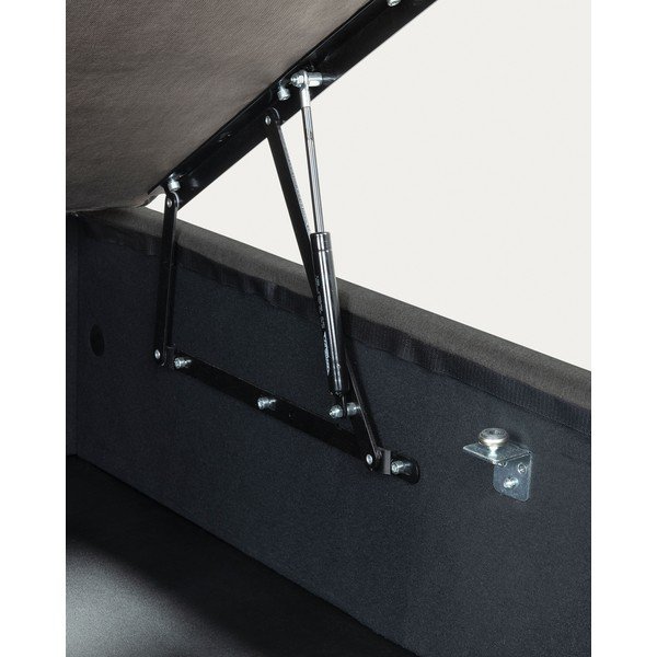 Čierna čalúnená jednolôžková posteľ s úložným priestorom 90x190 cm Matters – Kave Home-image-4