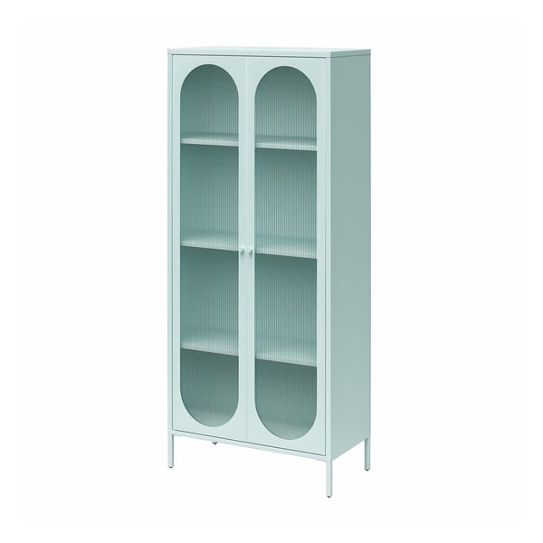 Svetlomodrá kovová vitrína 80x186x40 cm Luna – Støraa-image-4