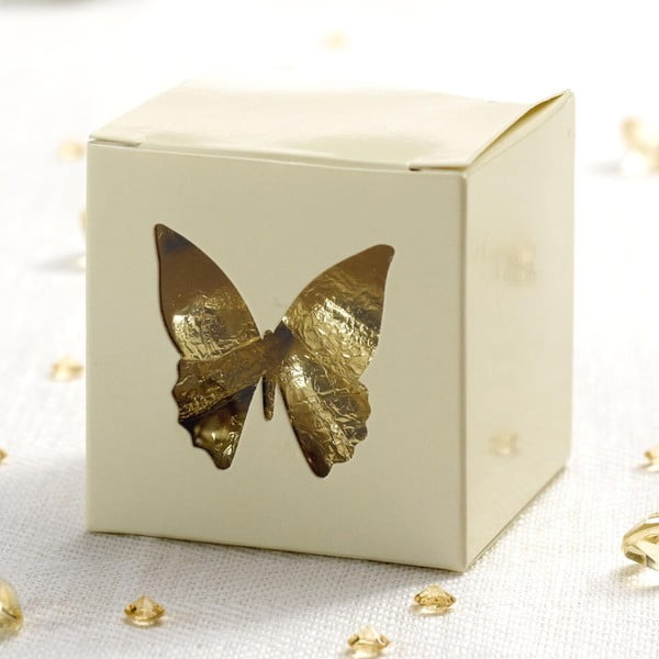 Sada 10 škatuliek na výslužku s detailom v zlatej farbe Neviti Butterfly