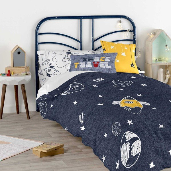 Set obliečky na prikrývku a vankúša s potlačou Baleno Starspace, 140 × 200 cm-image-2